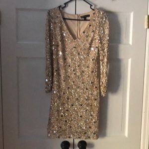 Aidan Mattox champagne sequin cocktail dress